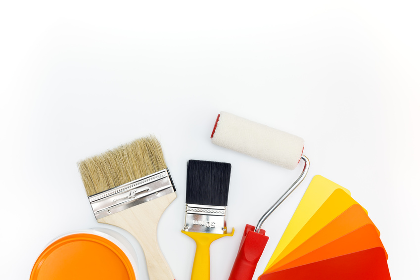 paint tools with color samples and can